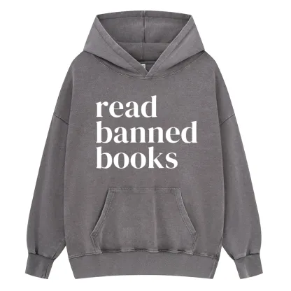 Pagewings Read Banned Books Unisex Washed Hoodie