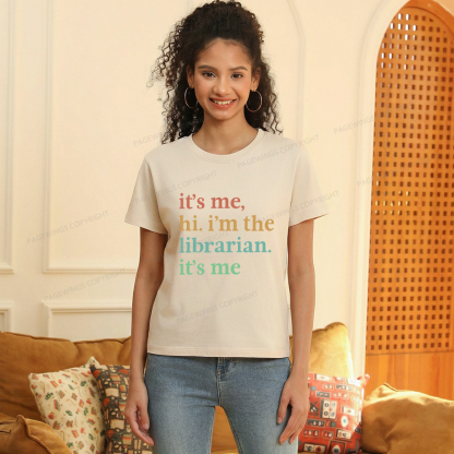 Pagewings It's Me Hi I'm The Librarian It's Me Women's Washed T-shirt