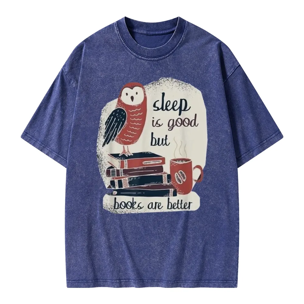 Pagewings Sleep is Good But Book is Better Unisex Washed T-shirt