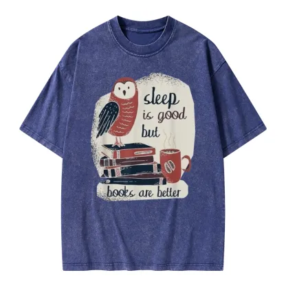 Pagewings Sleep is Good But Book is Better Unisex Washed T-shirt