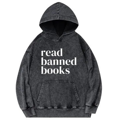 Pagewings Read Banned Books Unisex Washed Hoodie