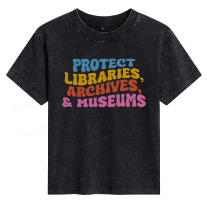 Pagewings Protect Libraries Archives And Museums Women's Washed T-shirt