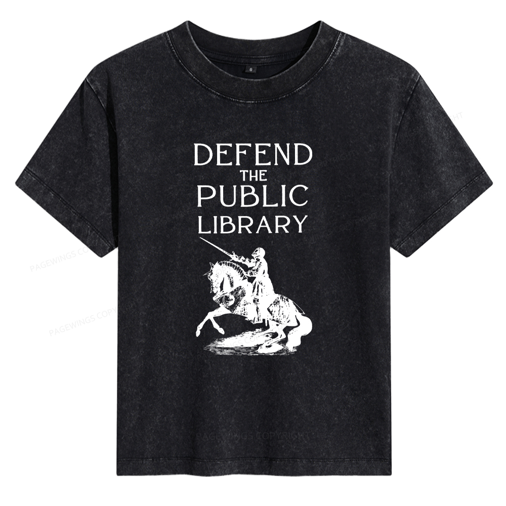 Pagewings Defend The Public Library Women's Washed T-shirt