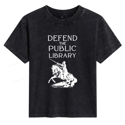 Pagewings Defend The Public Library Women's Washed T-shirt