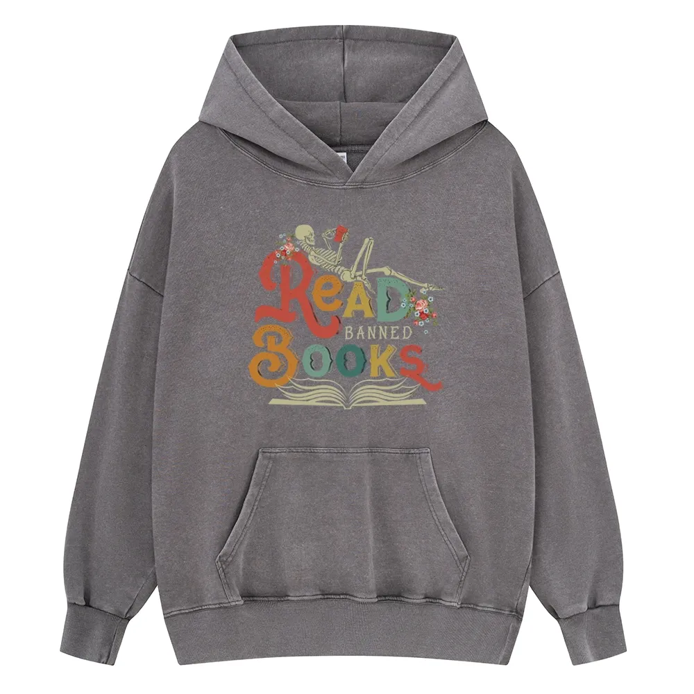 Pagewings Read Banned Books Unisex Washed Hoodie