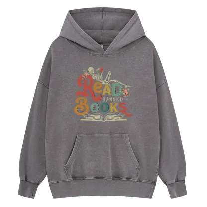 Pagewings Read Banned Books Unisex Washed Hoodie