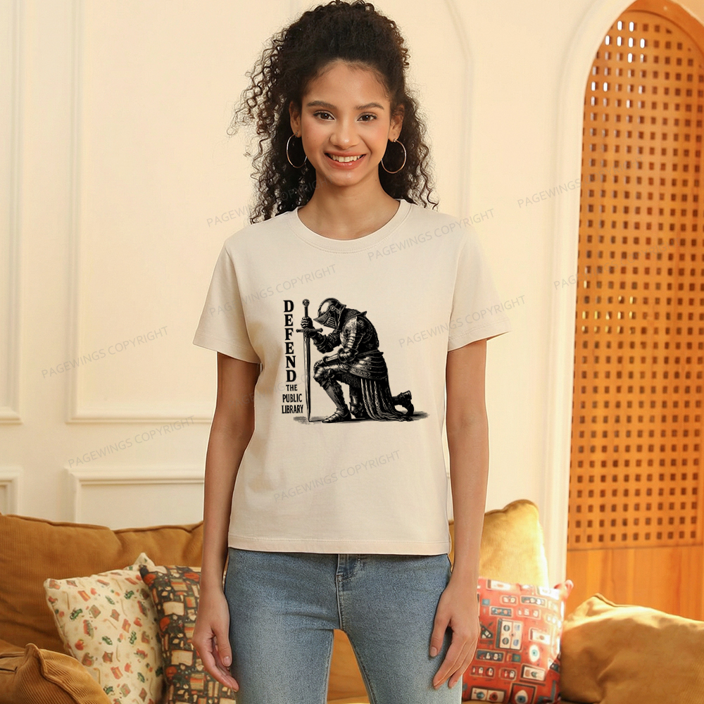 Pagewings Defend the Public Library Women's Washed T-shirt