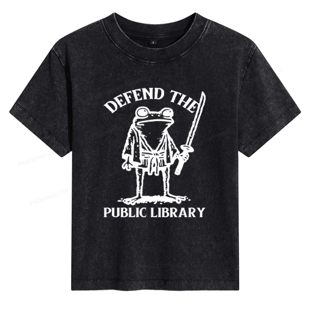 Pagewings Defend Your Public Library Women's Washed T-shirt