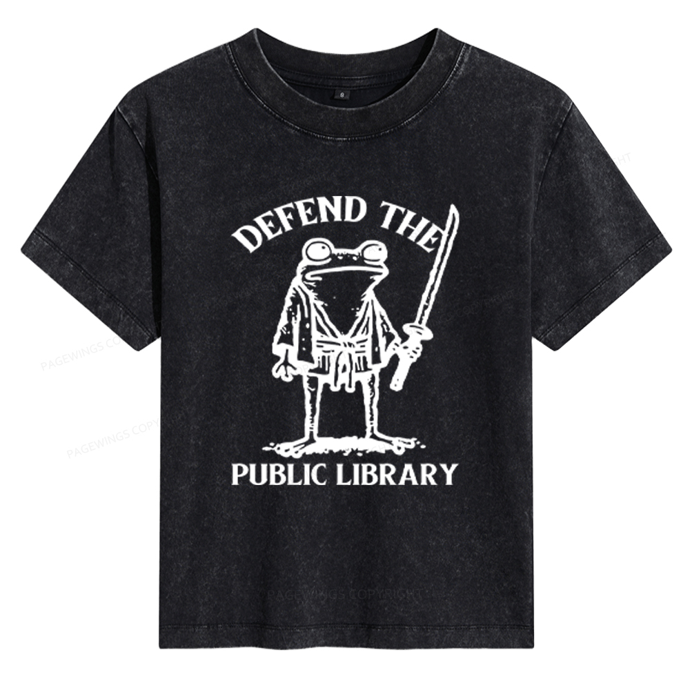 Pagewings Defend Your Public Library Women's Washed T-shirt