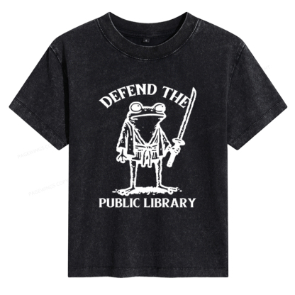 Pagewings Defend Your Public Library Women's Washed T-shirt
