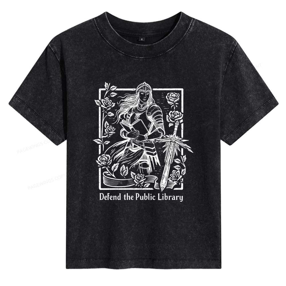 Pagewings Defend The Public Library Women's Washed T-shirt