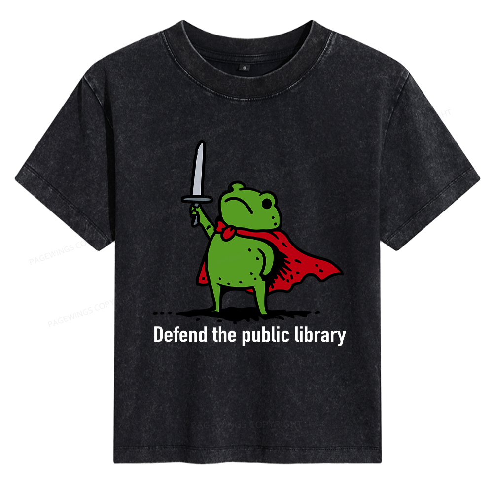 Pagewings Defend The Public Library Women's Washed T-shirt