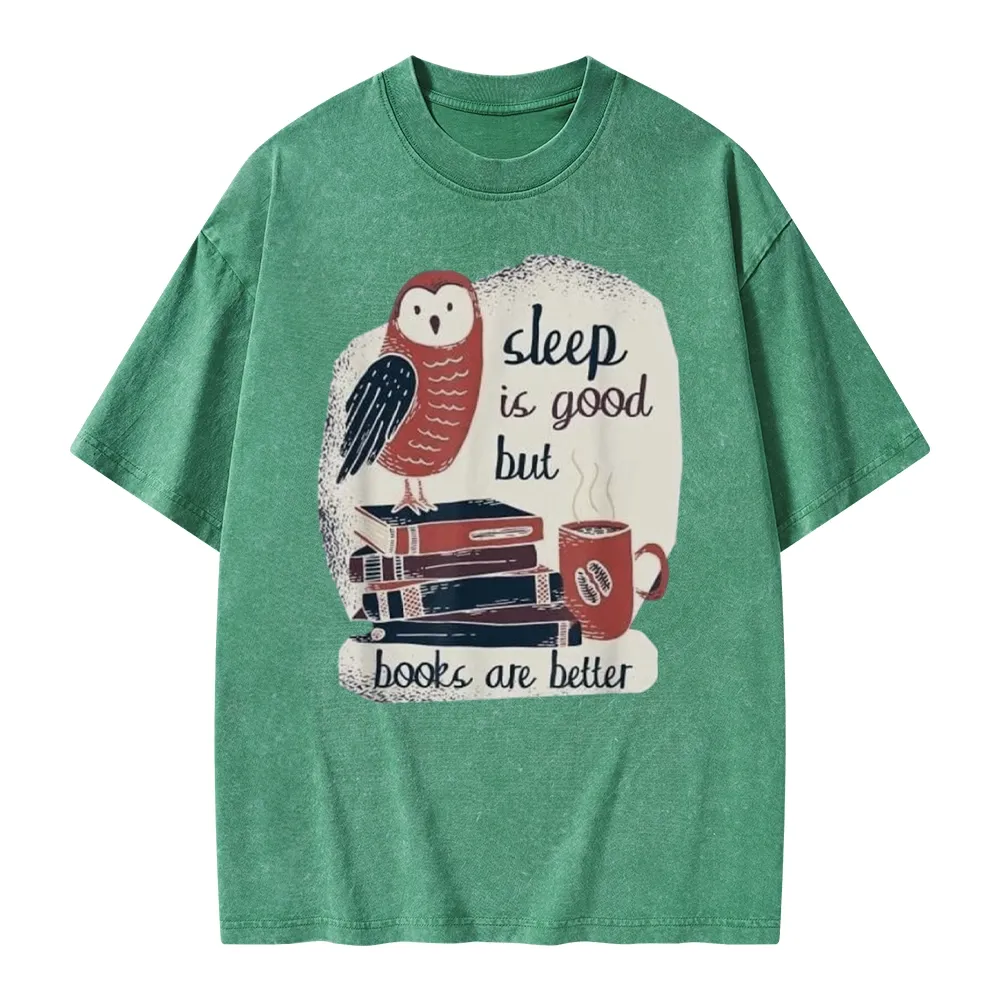 Pagewings Sleep is Good But Book is Better Unisex Washed T-shirt