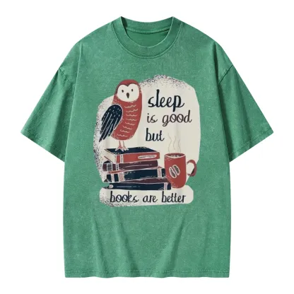 Pagewings Sleep is Good But Book is Better Unisex Washed T-shirt