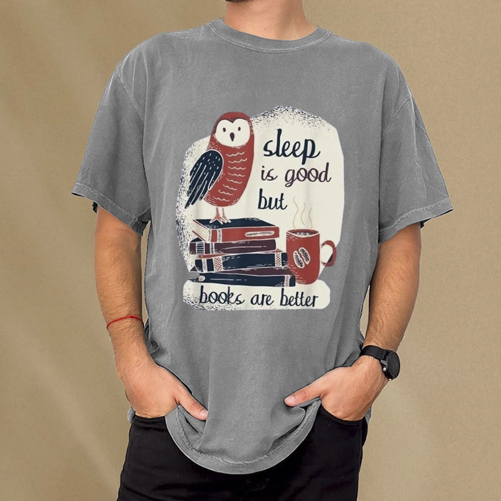Pagewings Sleep is Good But Book is Better Unisex Washed T-shirt