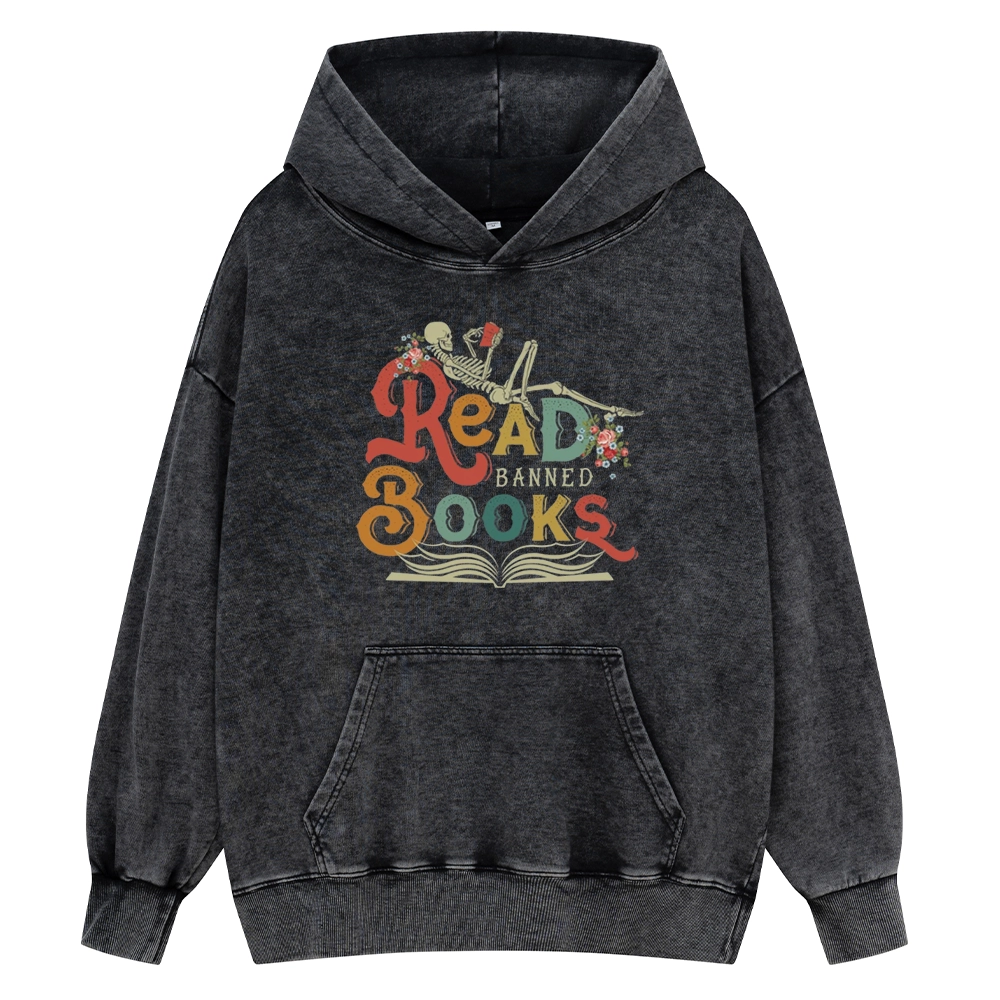 Pagewings Read Banned Books Unisex Washed Hoodie