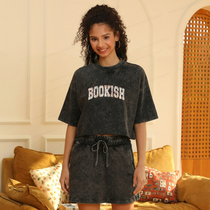 Pagewings Bookish Women's Washed Cropped T-shirt