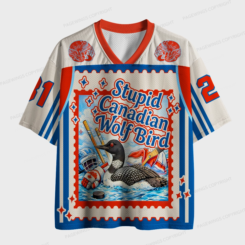 Pagewings Stupid Canadian Wolf Bird Unisex Mesh Jersey