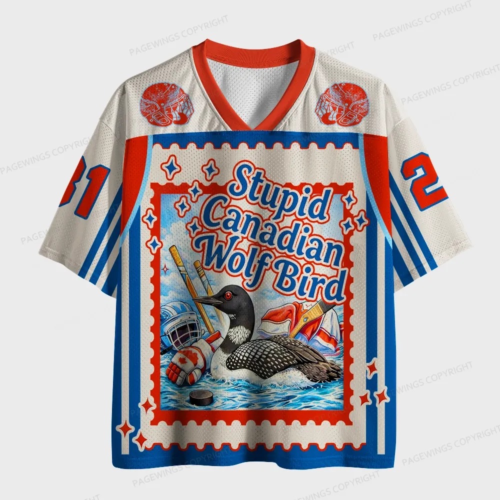 Pagewings Stupid Canadian Wolf Bird Unisex Mesh Jersey