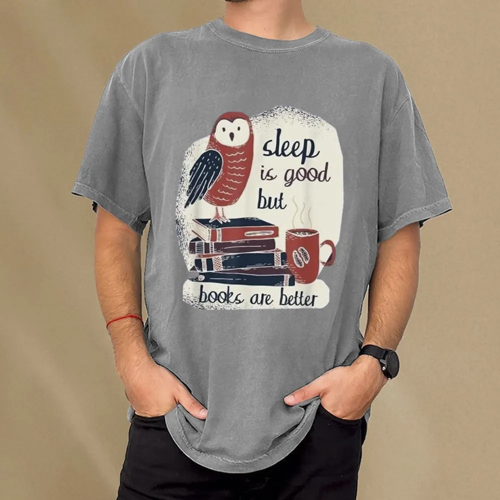 Pagewings Sleep is Good But Book is Better Unisex Washed T-shirt