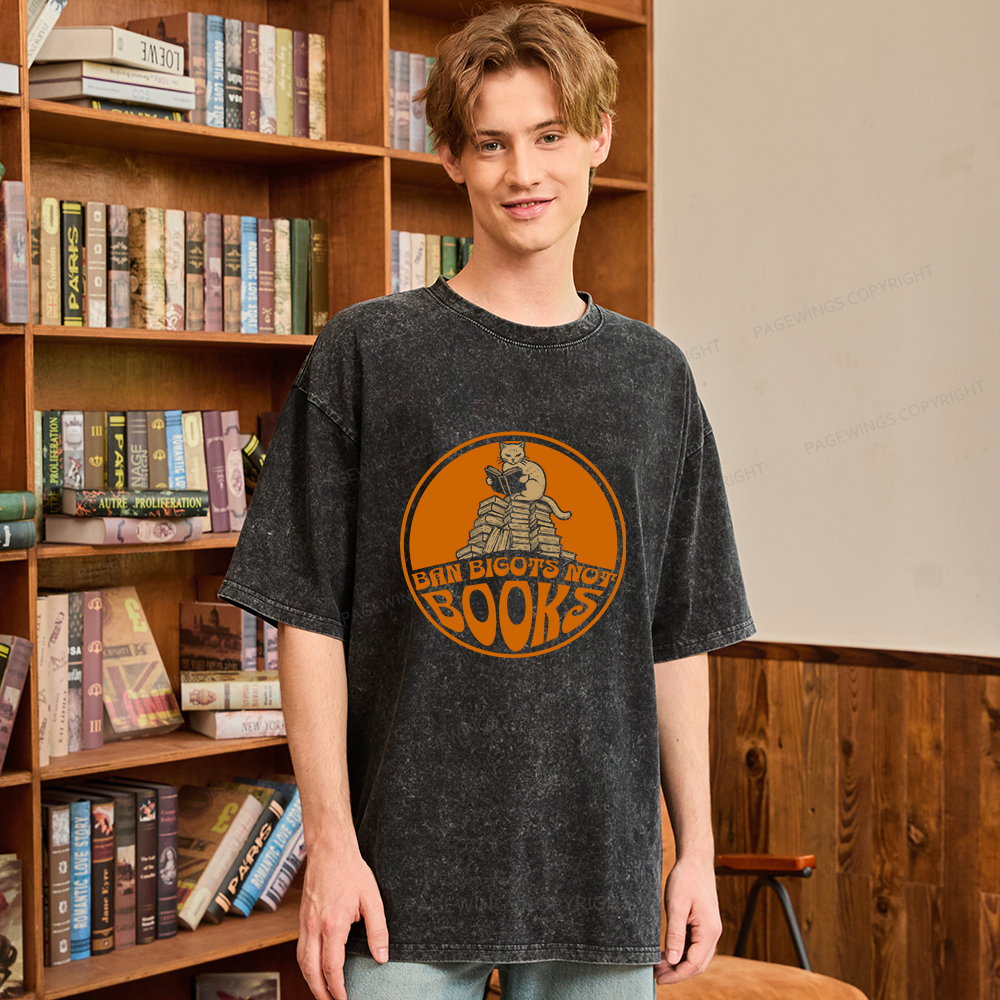 Pagewings Ban Bigots Not Books Unisex Washed T-shirt