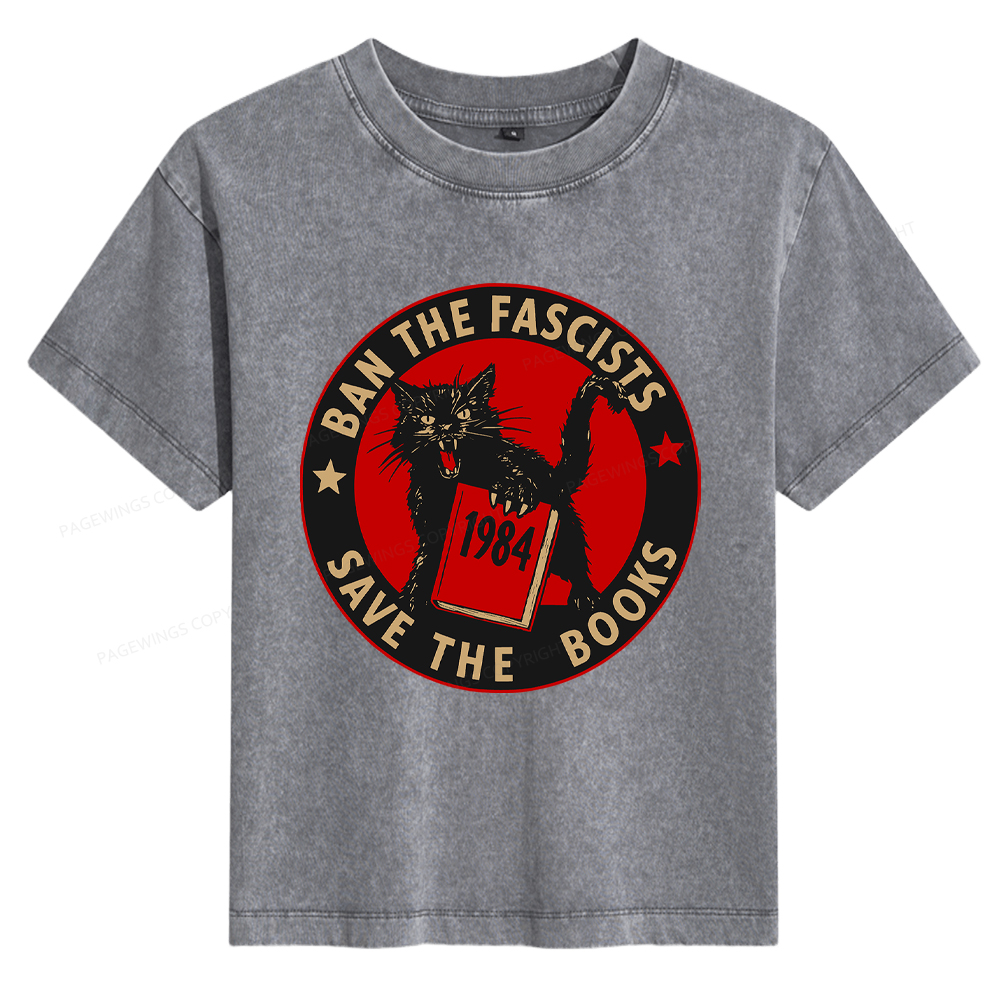 Pagewings Ban The Fascists Save The Books Women's Washed T-shirt