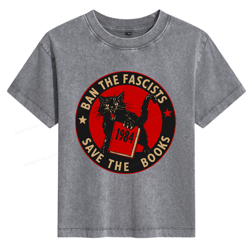 Pagewings Ban The Fascists Save The Books Women's Washed T-shirt