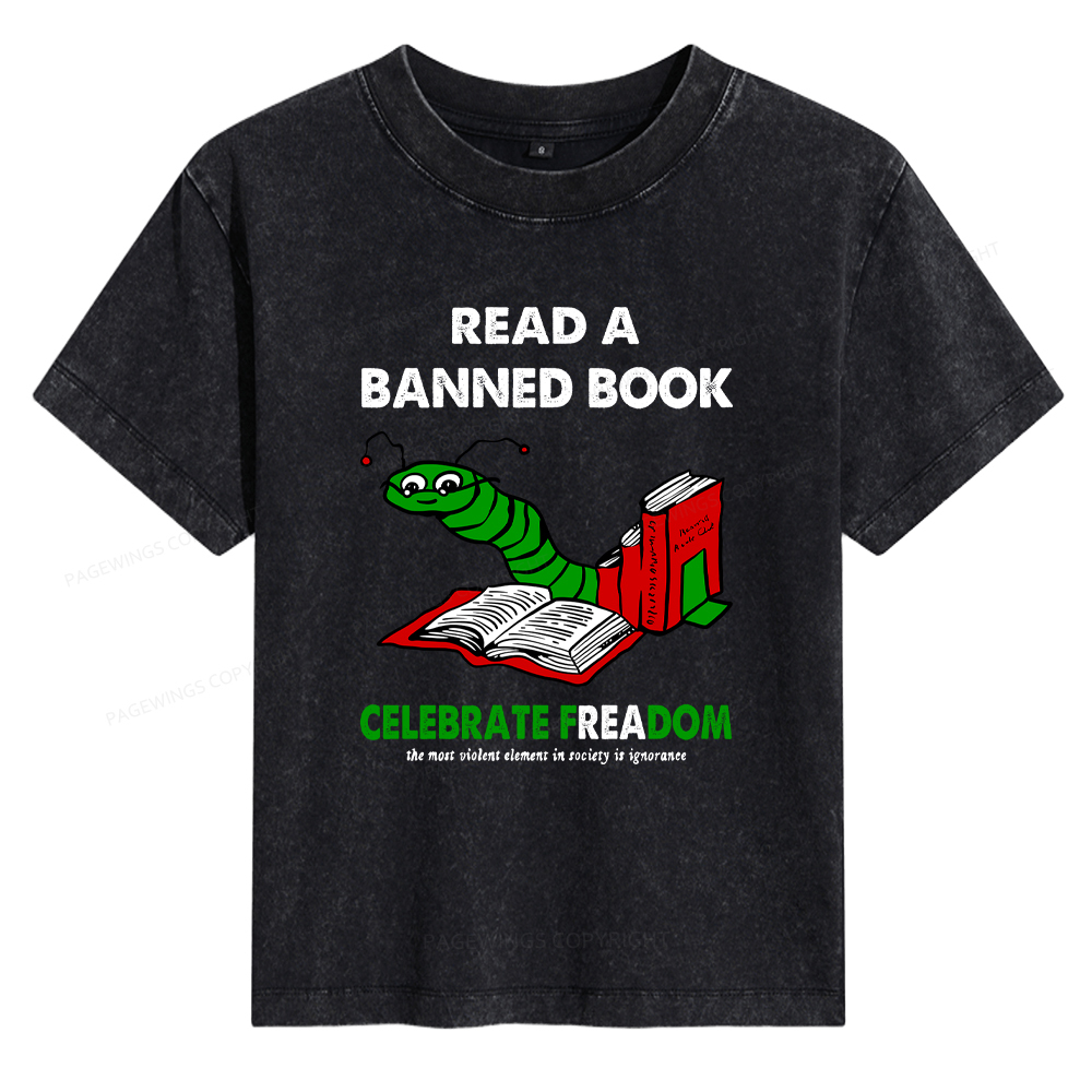 Pagewings Read A Banned Book Women's Washed T-shirt