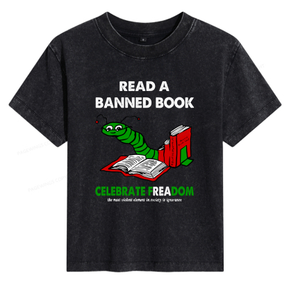 Pagewings Read A Banned Book Women's Washed T-shirt