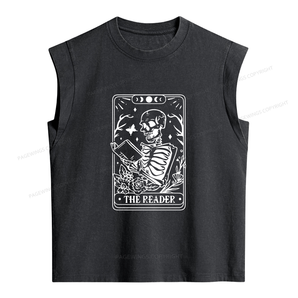 Pagewings Halloween The Reader Tarot Card Women's Washed Tank Top