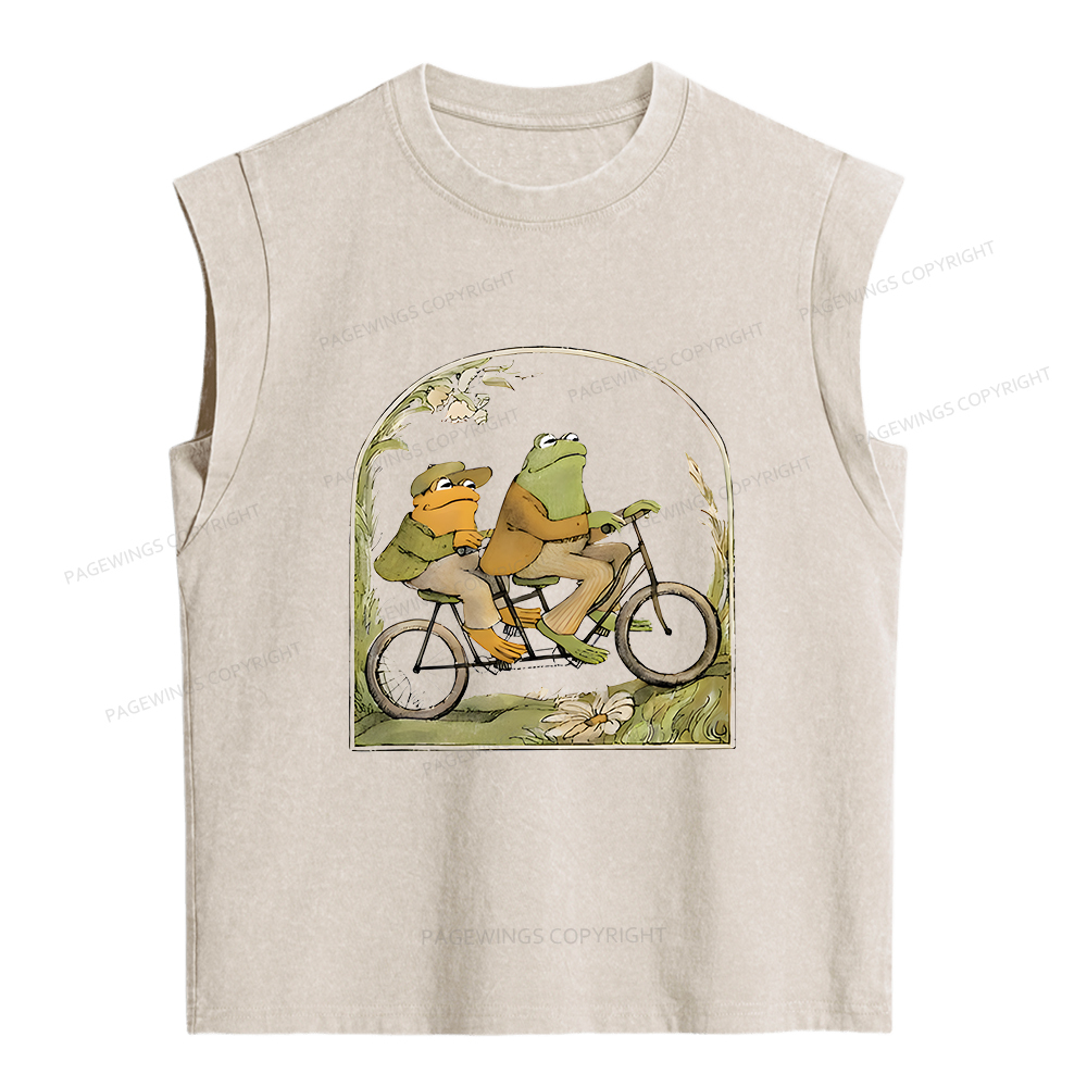 Pagewings The Growing Frog Book Vintage Women's Washed Tank Top