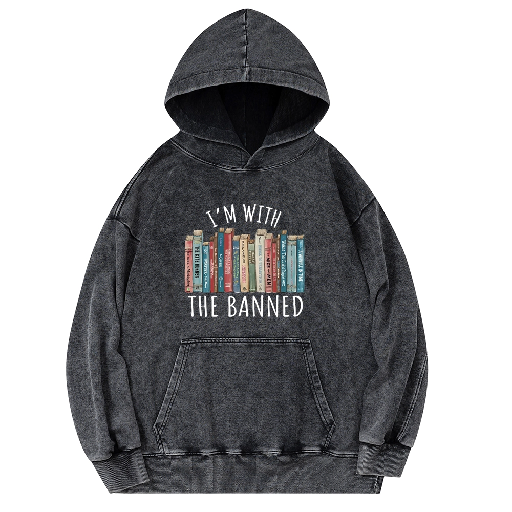 Pagewings I'm With The Banned Unisex Washed Hoodie