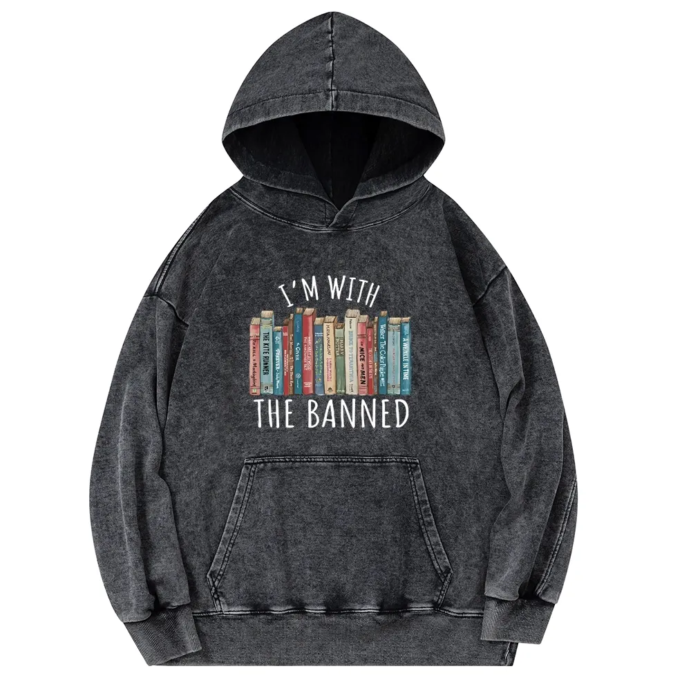 Pagewings I'm With The Banned Unisex Washed Hoodie