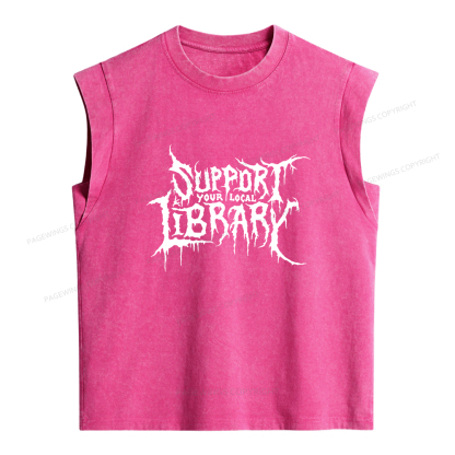 Pagewings Support Your Local Library Women's Washed Tank Top