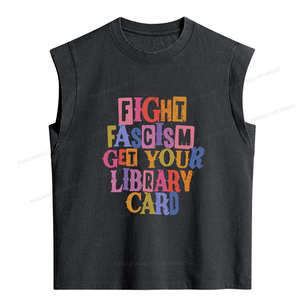 Pagewings Get Your Library Card Women's Washed Tank Top