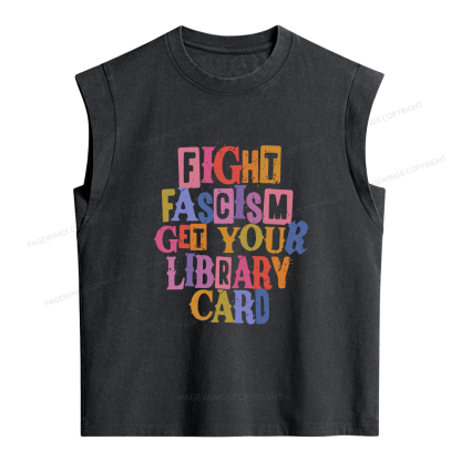 Pagewings Get Your Library Card Women's Washed Tank Top