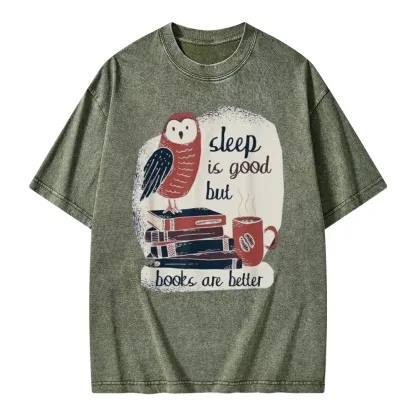 Pagewings Sleep is Good But Book is Better Unisex Washed T-shirt