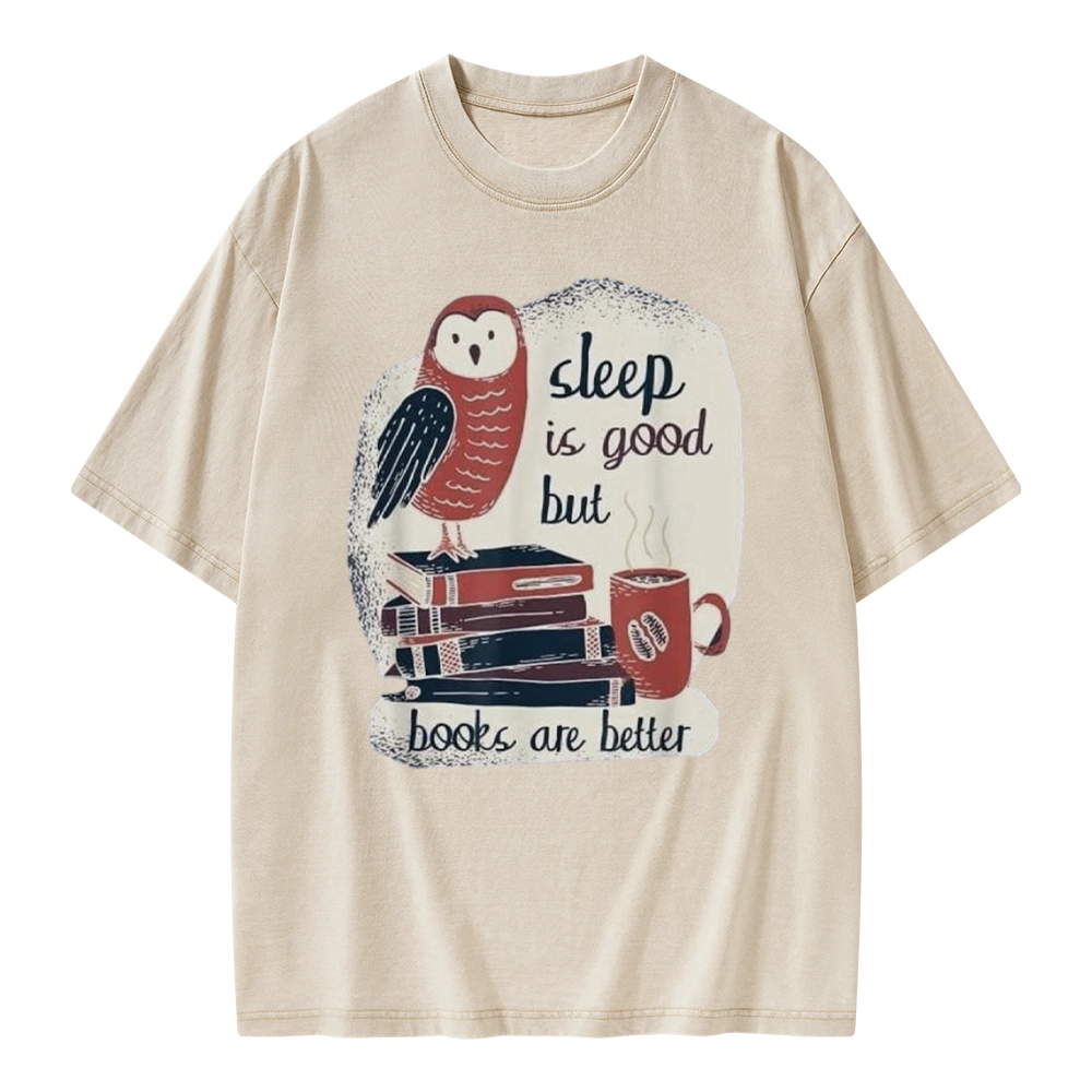 Pagewings Sleep is Good But Book is Better Unisex Washed T-shirt