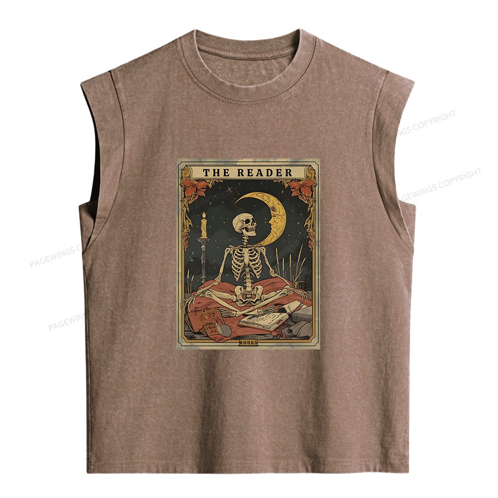 Pagewings The Reader Tarot Card Women's Washed Tank Top