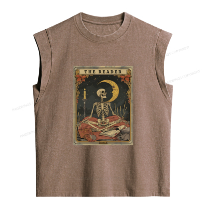 Pagewings The Reader Tarot Card Women's Washed Tank Top