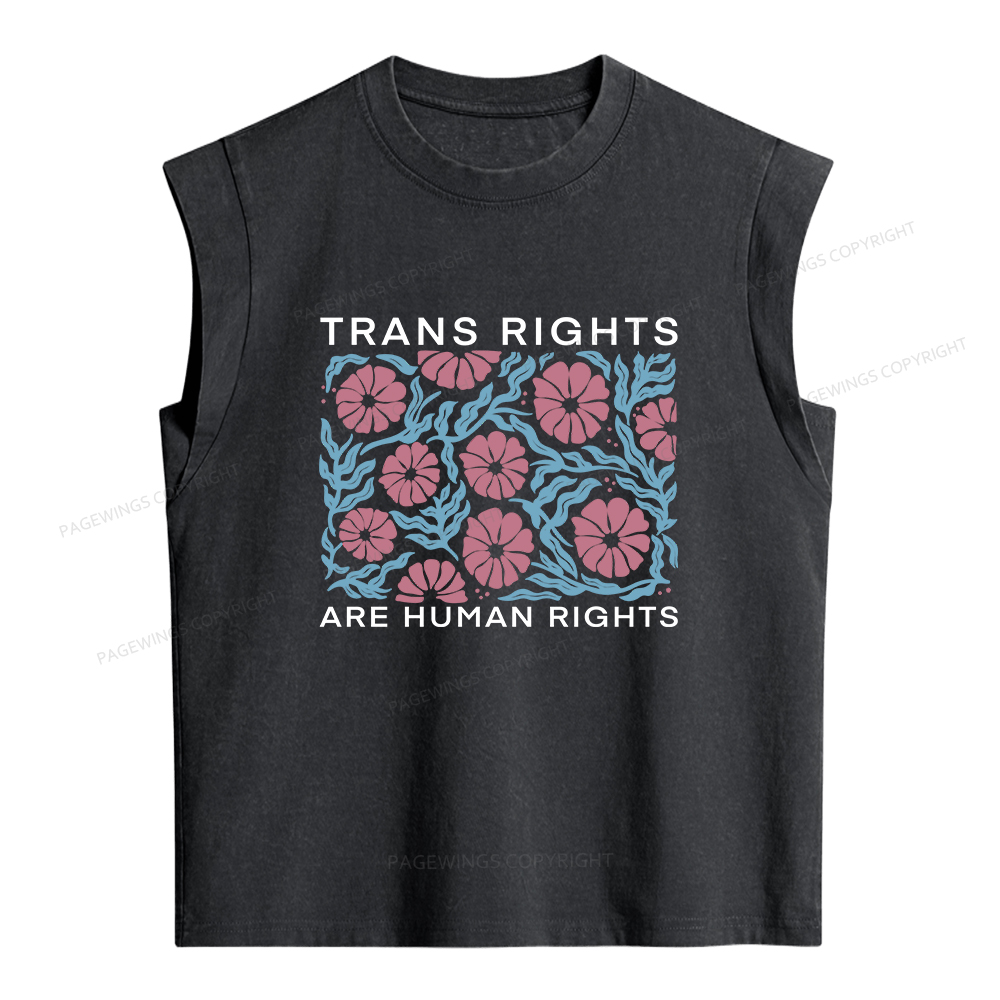 Pagewings Trans Rights Are Human Rights Women's Washed Tank Top