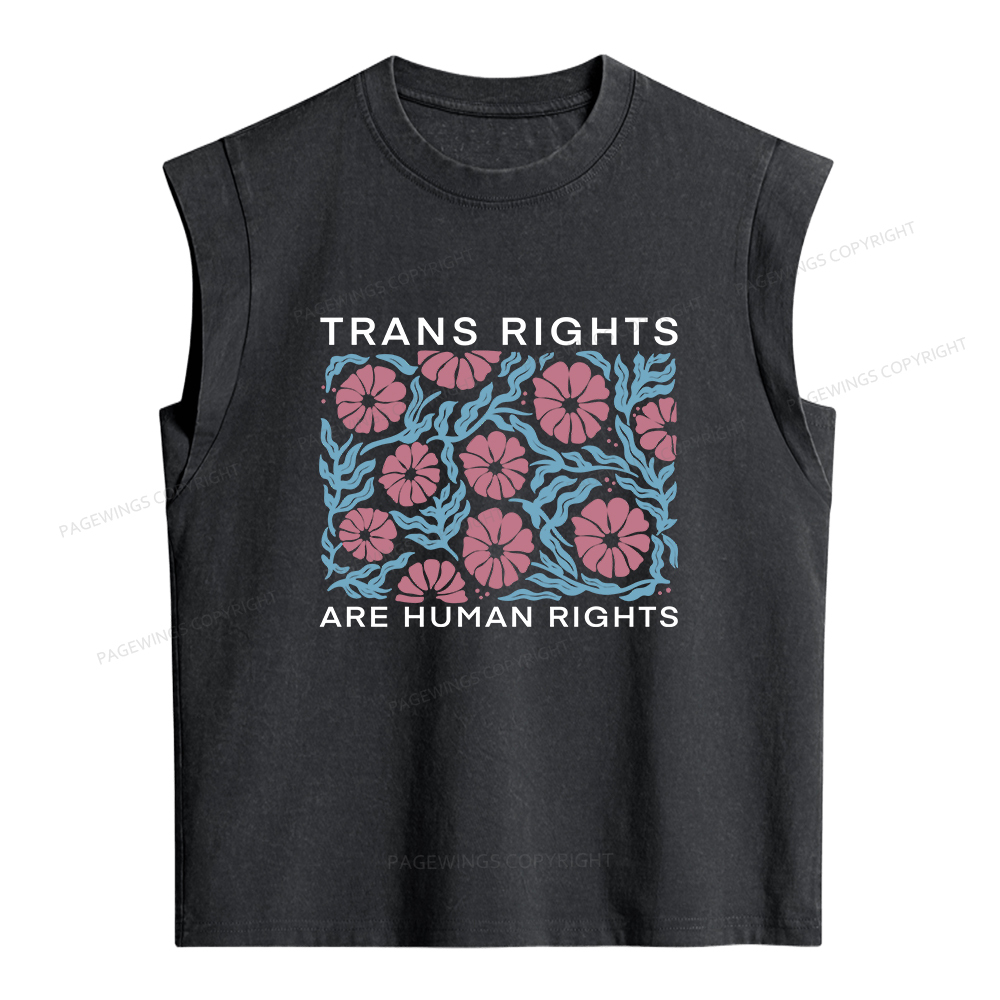 Pagewings Trans Rights Are Human Rights Women's Washed Tank Top