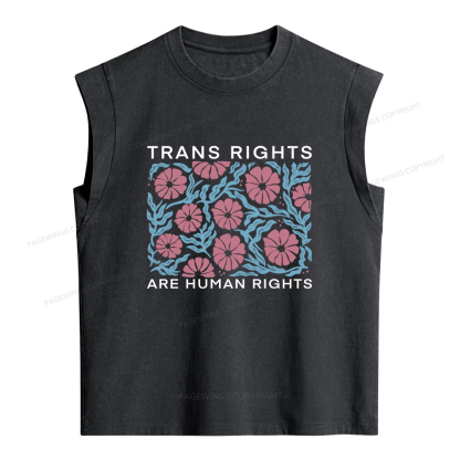 Pagewings Trans Rights Are Human Rights Women's Washed Tank Top