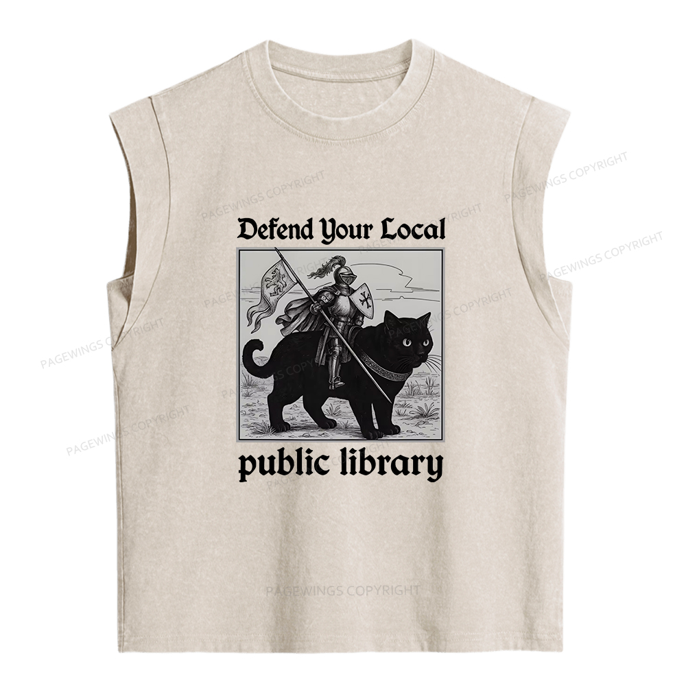 Pagewings Defend Your Local public library Women's Washed Tank Top