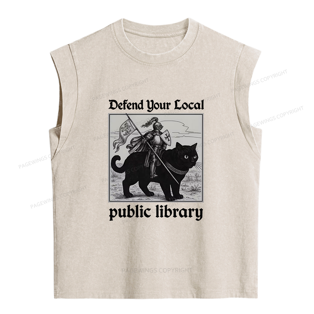 Pagewings Defend Your Local public library Women's Washed Tank Top