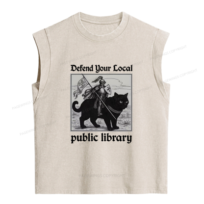 Pagewings Defend Your Local public library Women's Washed Tank Top