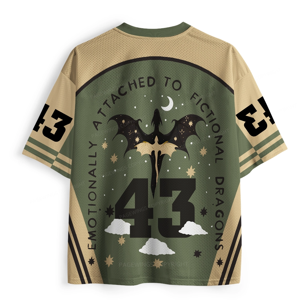 Pagewings Emotionally Attached To Fictional Dragons Unisex Mesh Jersey
