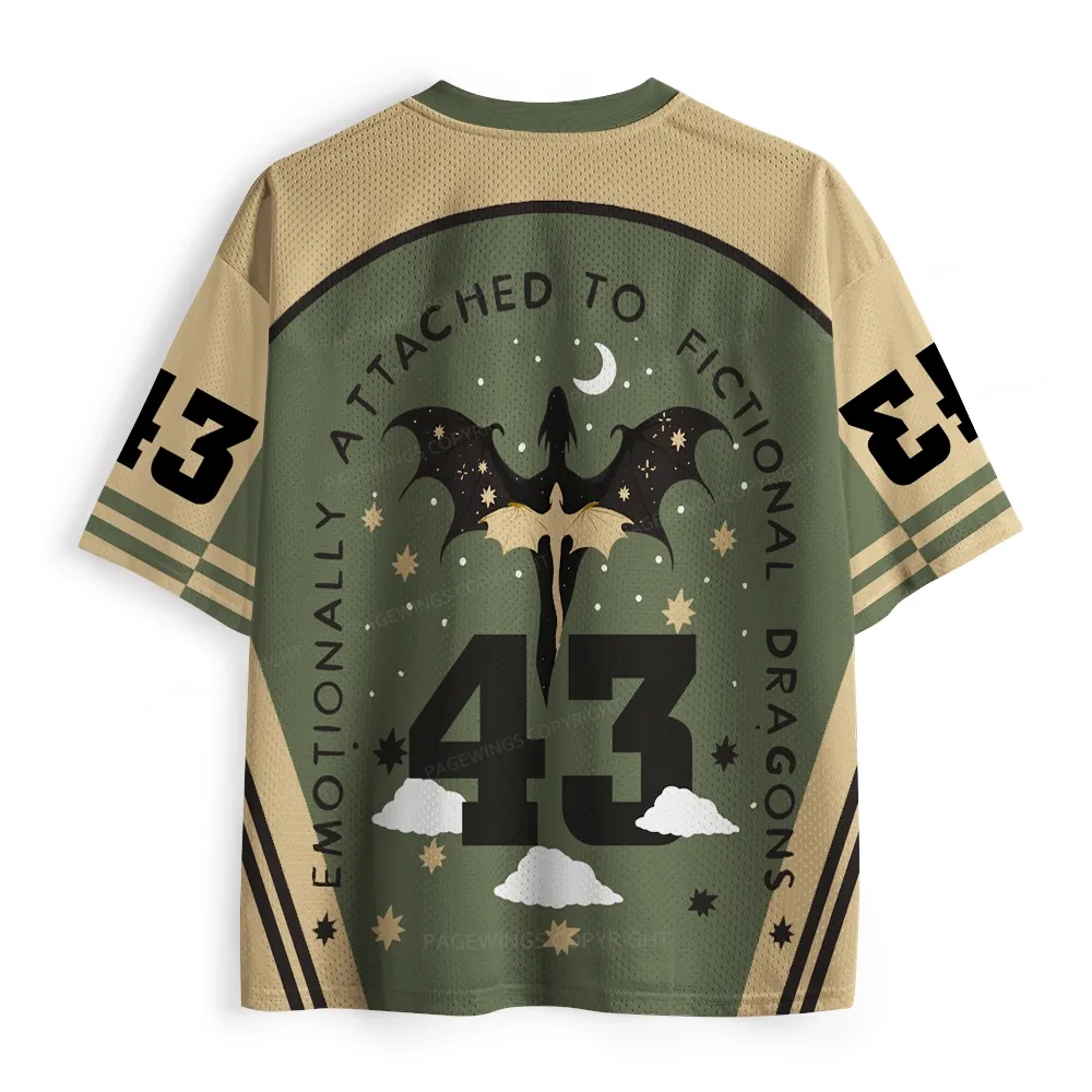 Pagewings Emotionally Attached To Fictional Dragons Unisex Mesh Jersey