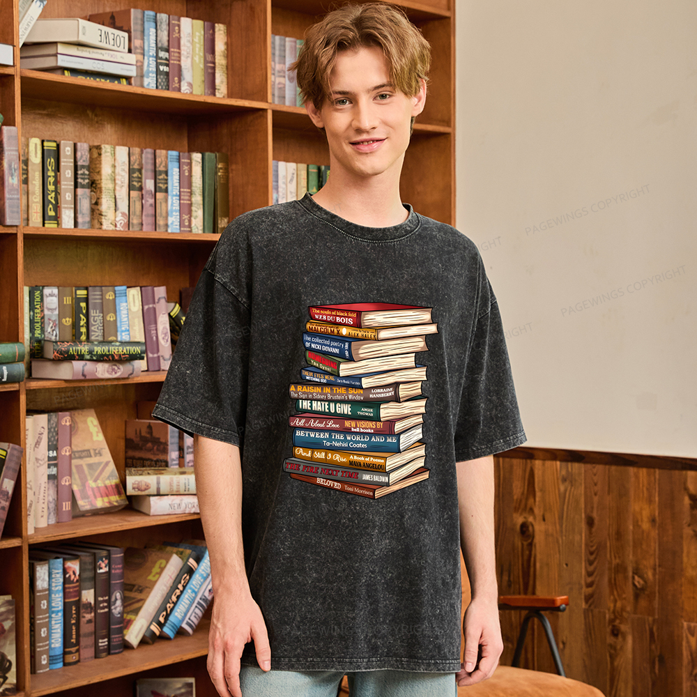 Pagewings Black History Month Books Unisex Washed T-shirt