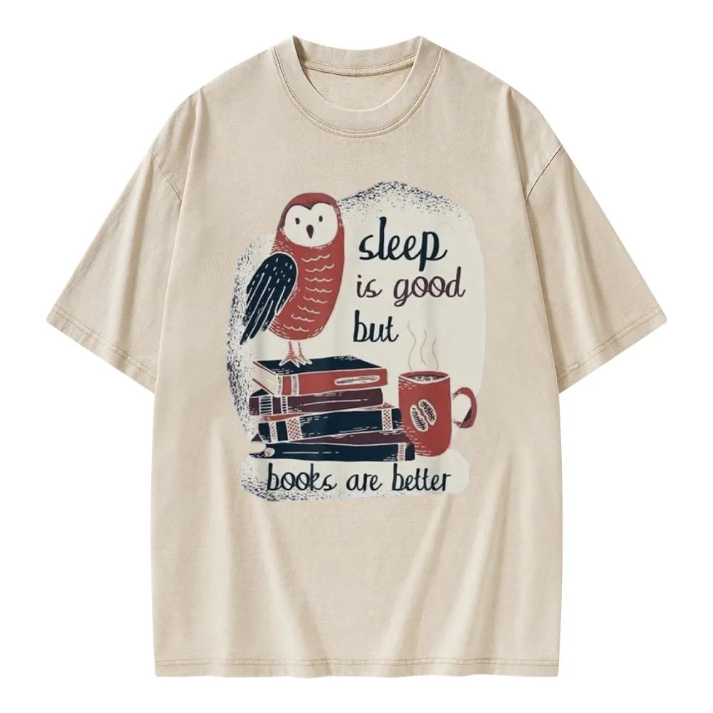 Pagewings Sleep is Good But Book is Better Unisex Washed T-shirt